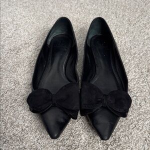 Tory Burch Rosalind Ballet Flat Black Leather 9